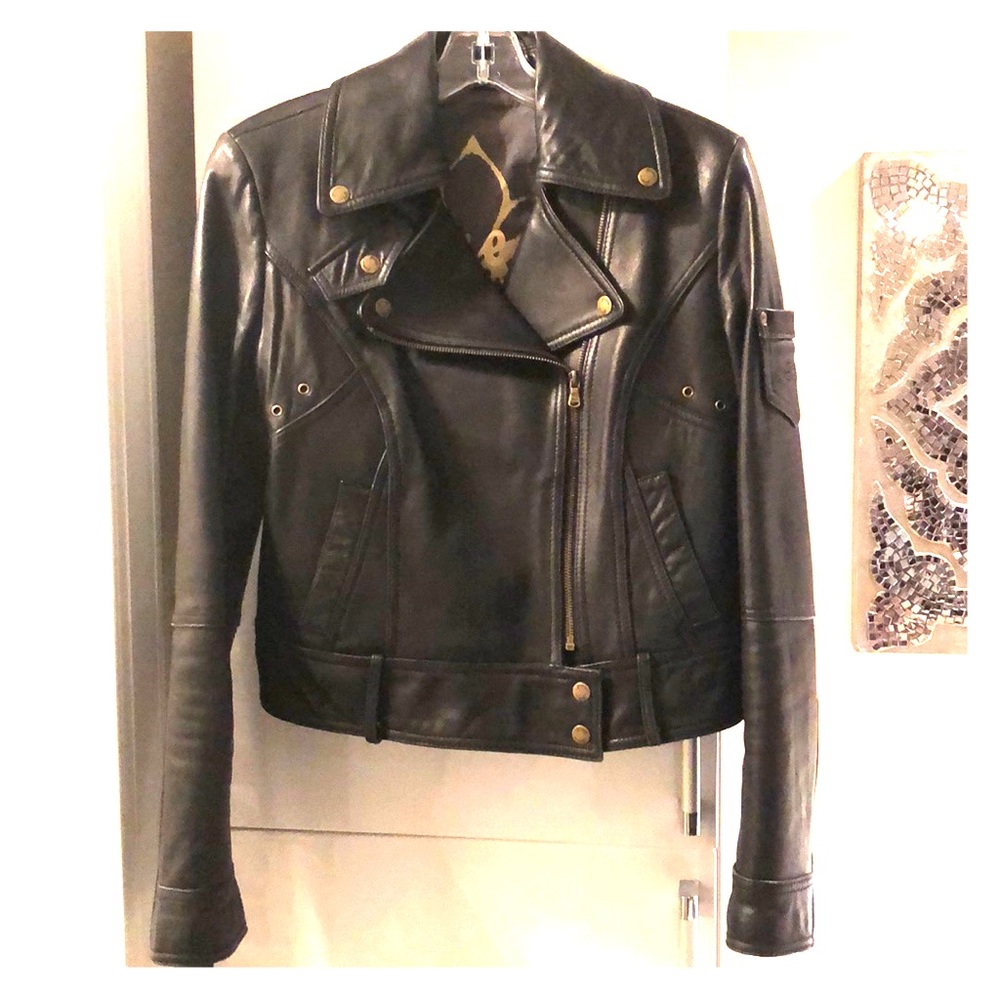 Guess Leather Moto Jacket Size L